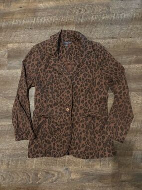 Level 99 Brown Leopard-Print Women's Blazer Jacket